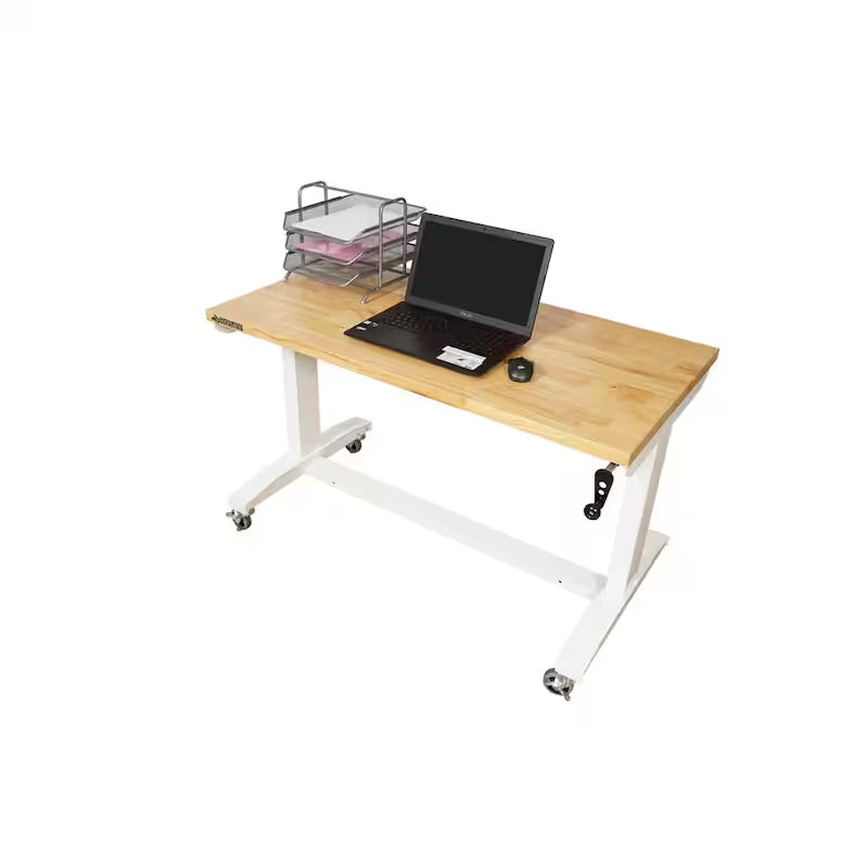 Adjustable Height Work Table in White C384