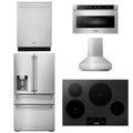 30 Induction Cooktop, Range Hood, Microwave, Refrigerator with Water and Ice Dispenser, Dishwasher U8722