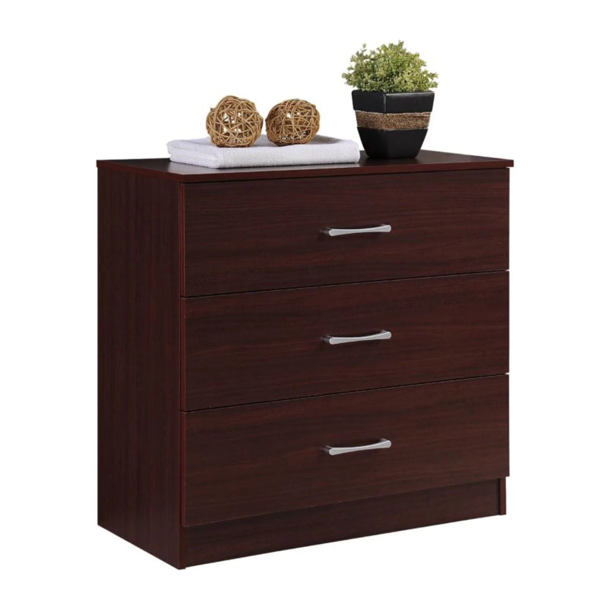 Mahogany Brown 3 Storage Drawers Bedroom Chest Z916276