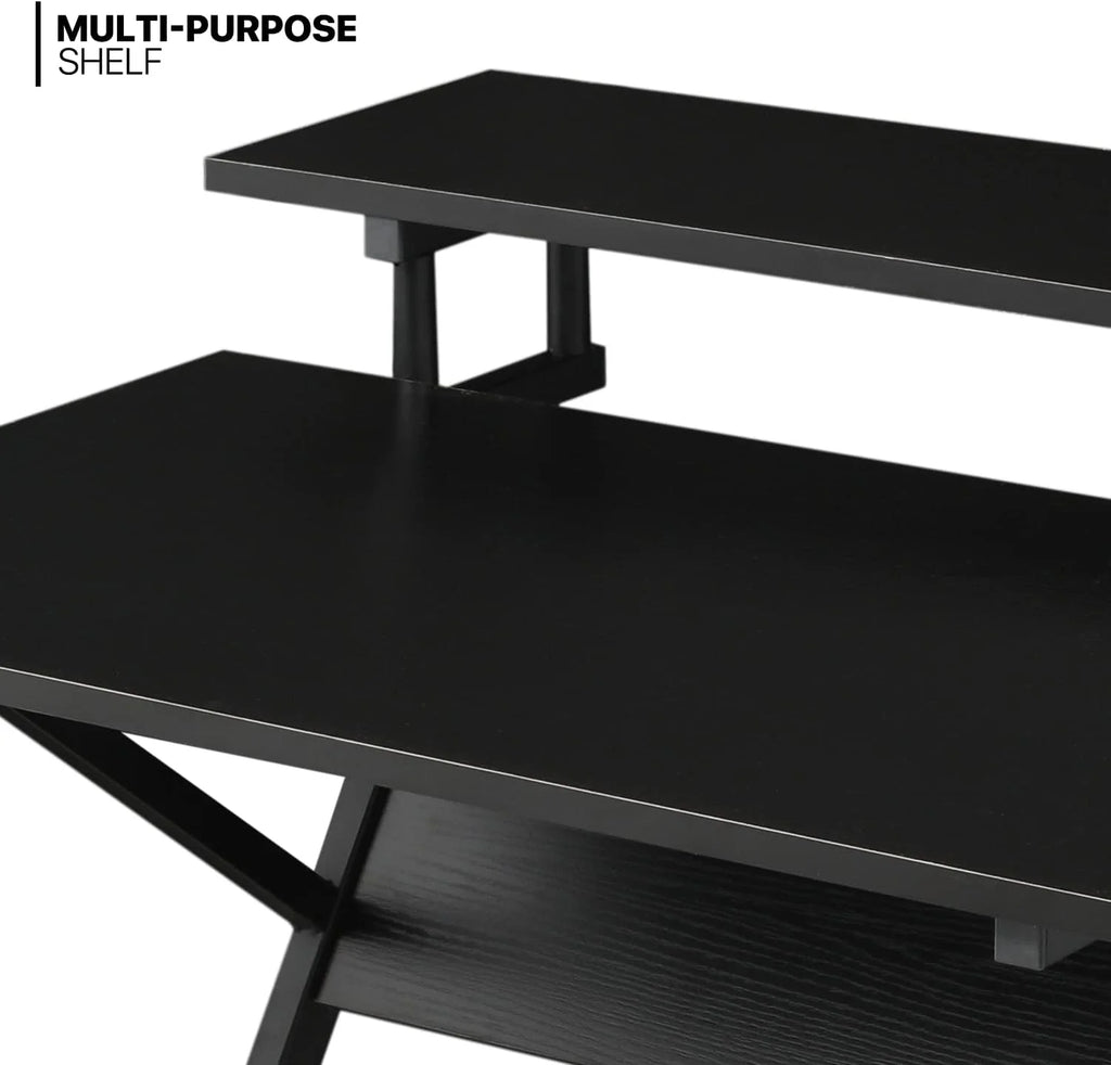 Black 3 Tier Z-Shape Computer Desk T121709