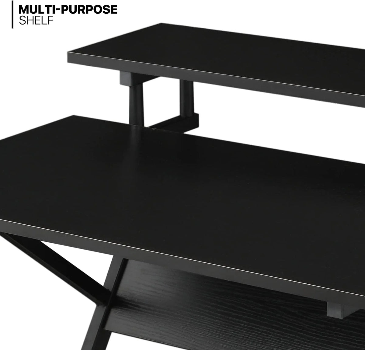 Black 3 Tier Z-Shape Computer Desk T121709