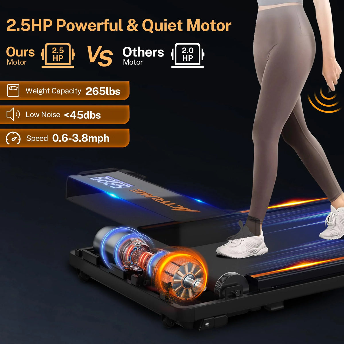 Incline Walking Pad Treadmill with LED Display and Remote Control, Black V906