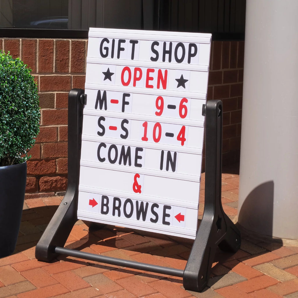 Swinging Changeable Message Sidewalk Sign with Letters and Storage Box V3039