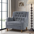 Gray Linen Fabric Button Tufted Accent Chair F8239
