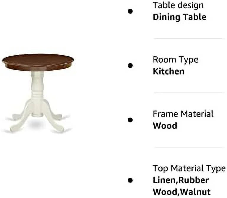 Round Solid Wood Dining Table with Pedestal Base 30x30 Inch U364