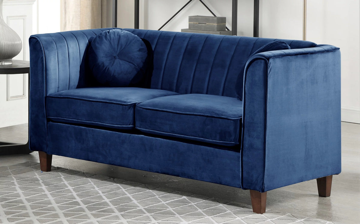 Blue Velvet Rolled Arm Loveseat D4623