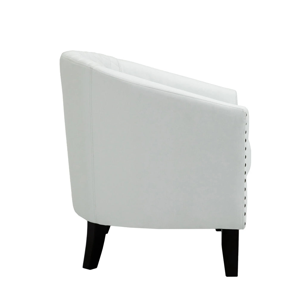Faux Leather Accent Barrel Chair Set of 2 White Q3167