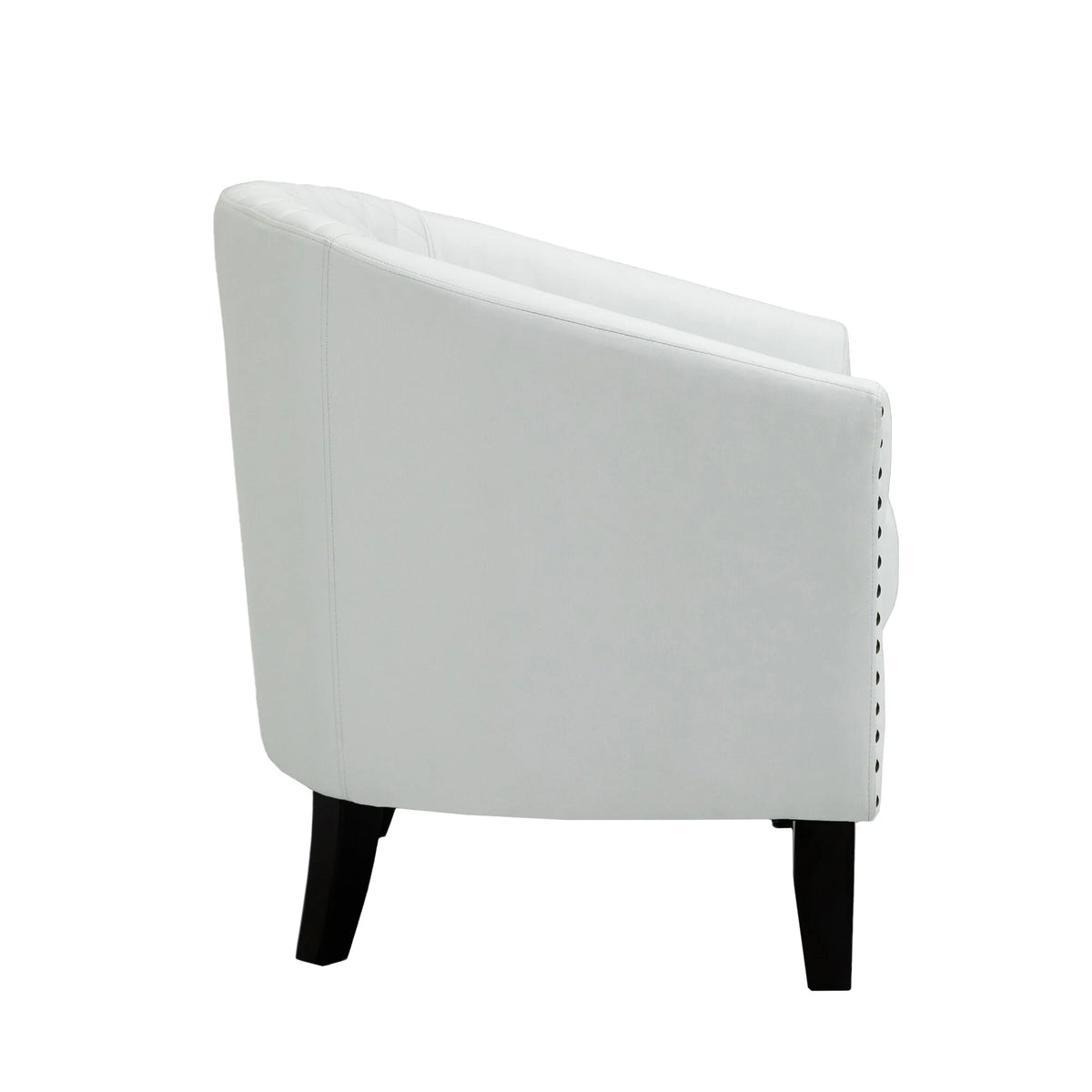 Faux Leather Accent Barrel Chair Set of 2 White Q3167