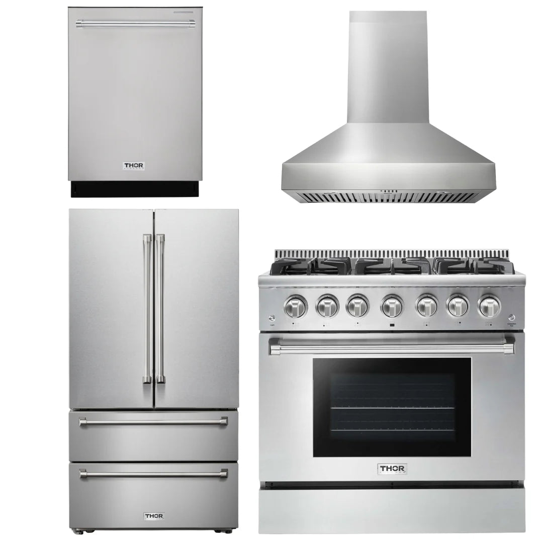 36 Propane Dual Fuel Range, Range Hood, Refrigerator, Dishwasher U581