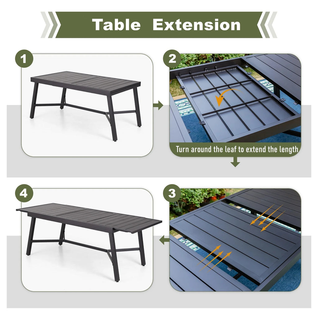 Black Expandable Metal Dining Table J966