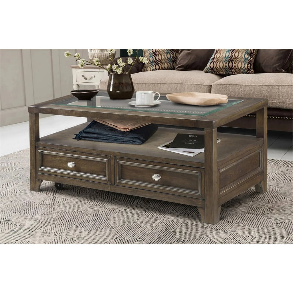 Wood 2 Drawer Coffee Table M5014