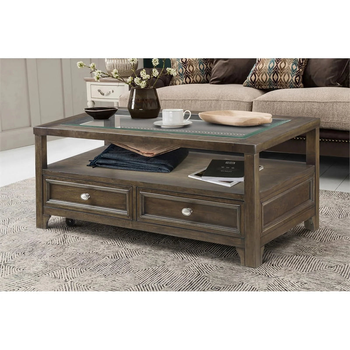 Wood 2 Drawer Coffee Table M5014
