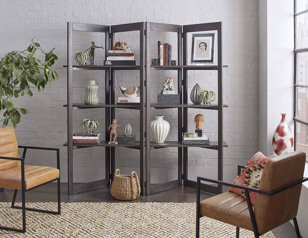 Dark Brown Solid Wood Bookcase Room Divider E834