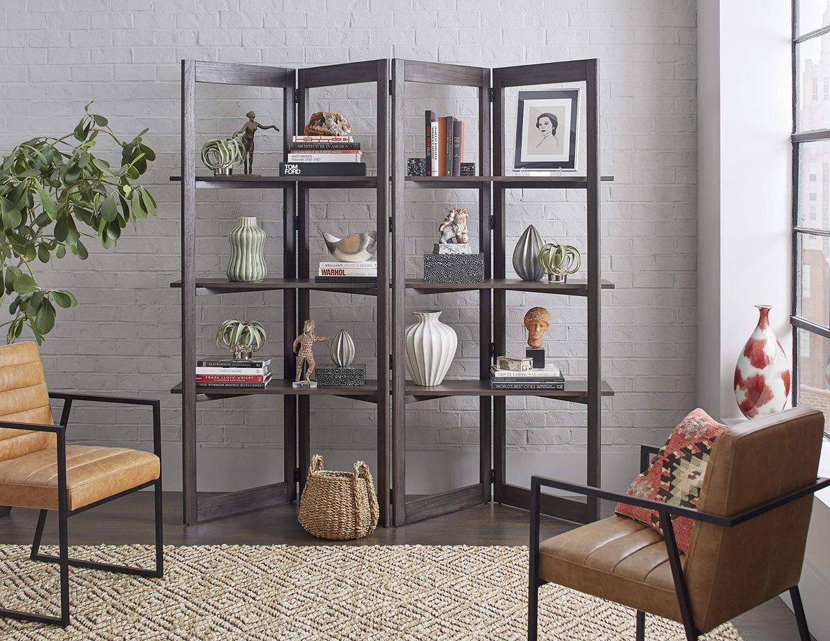 Dark Brown Solid Wood Bookcase Room Divider E834