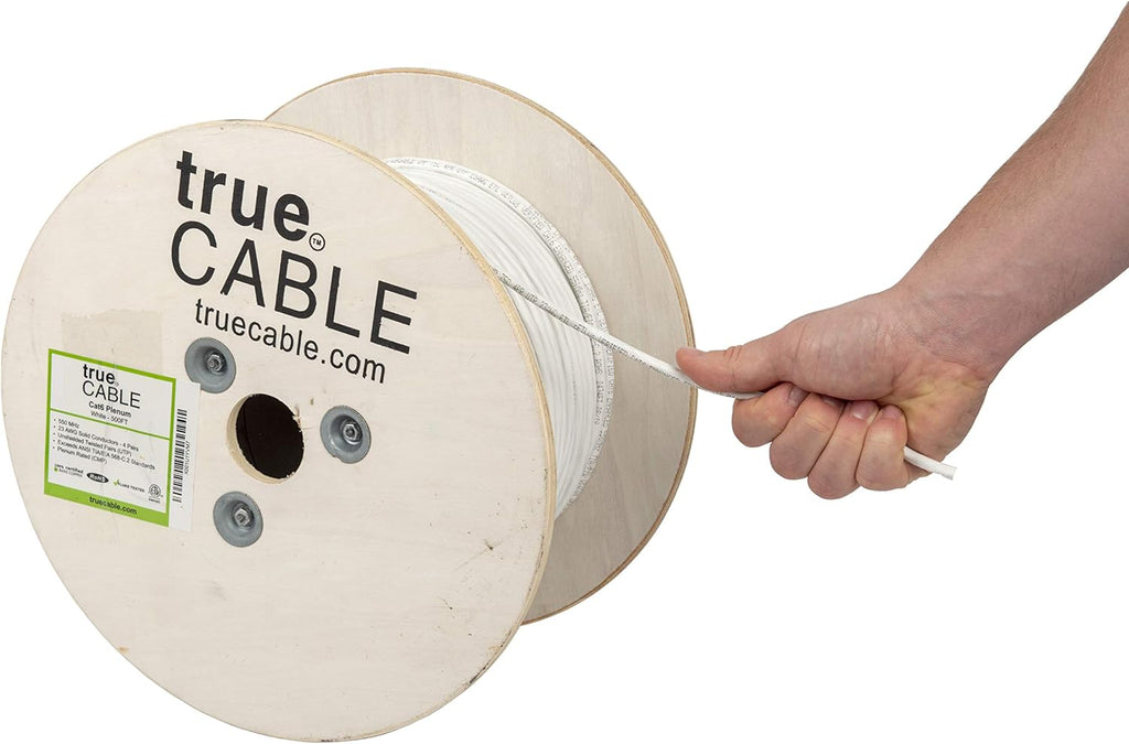 White Cat6 Plenum 500ft Bare Copper Ethernet Cable Z898385