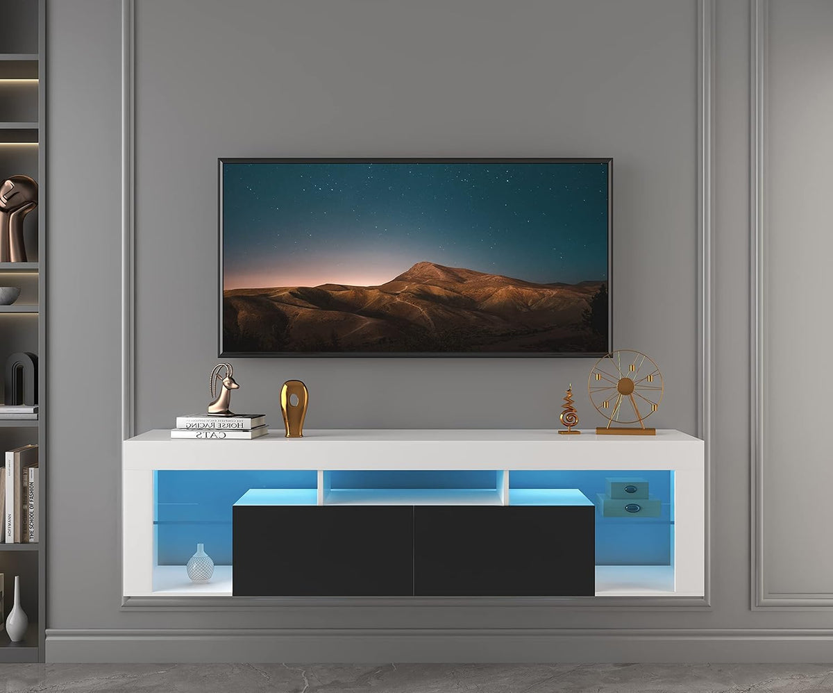 White TV Stand with LED Lights B8537