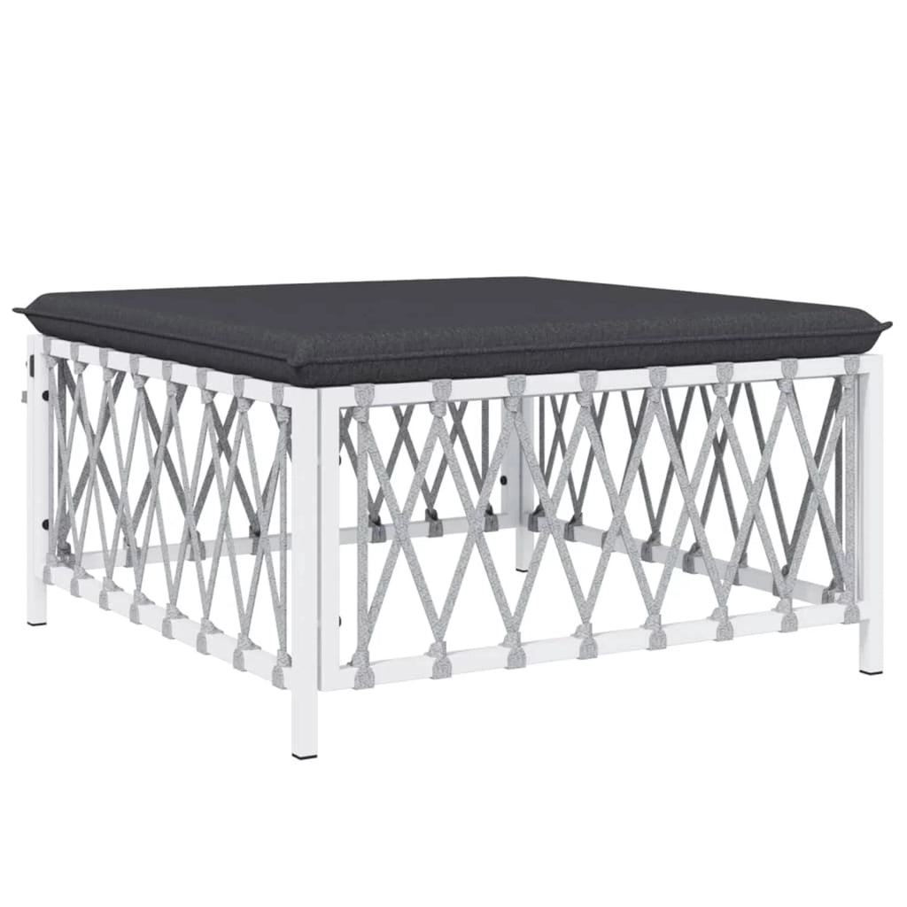 6 Piece Patio Set with Cushions White Steel T4003