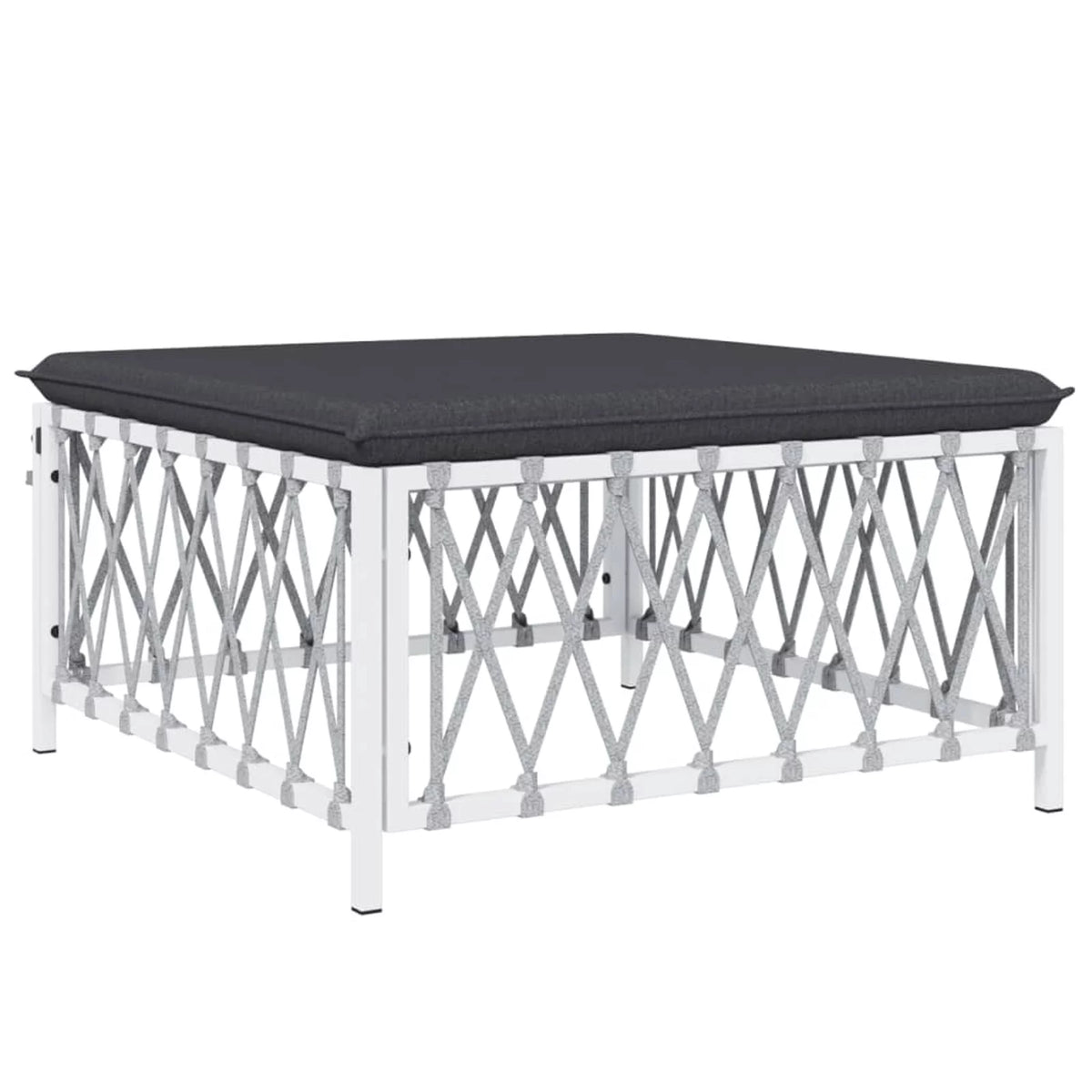6 Piece Patio Set with Cushions White Steel T4003