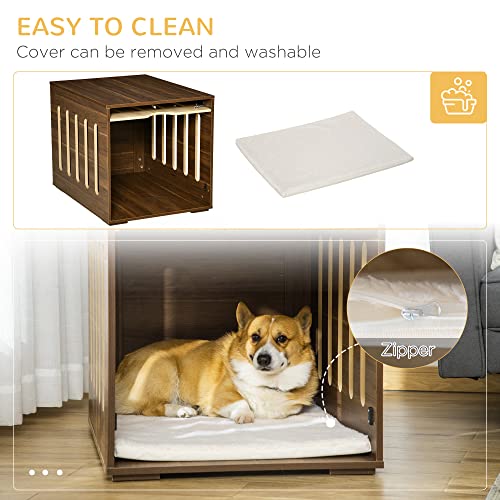 Brown Dog Crate End Table with Foam Cushion I401013