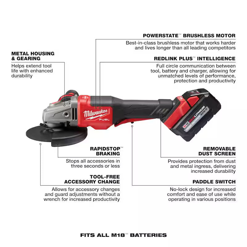 18V Lithium-Ion Brushless Cordless 4-1/2 in./6 in. Grinder Kit with Two 6.0 Ah Battery D773