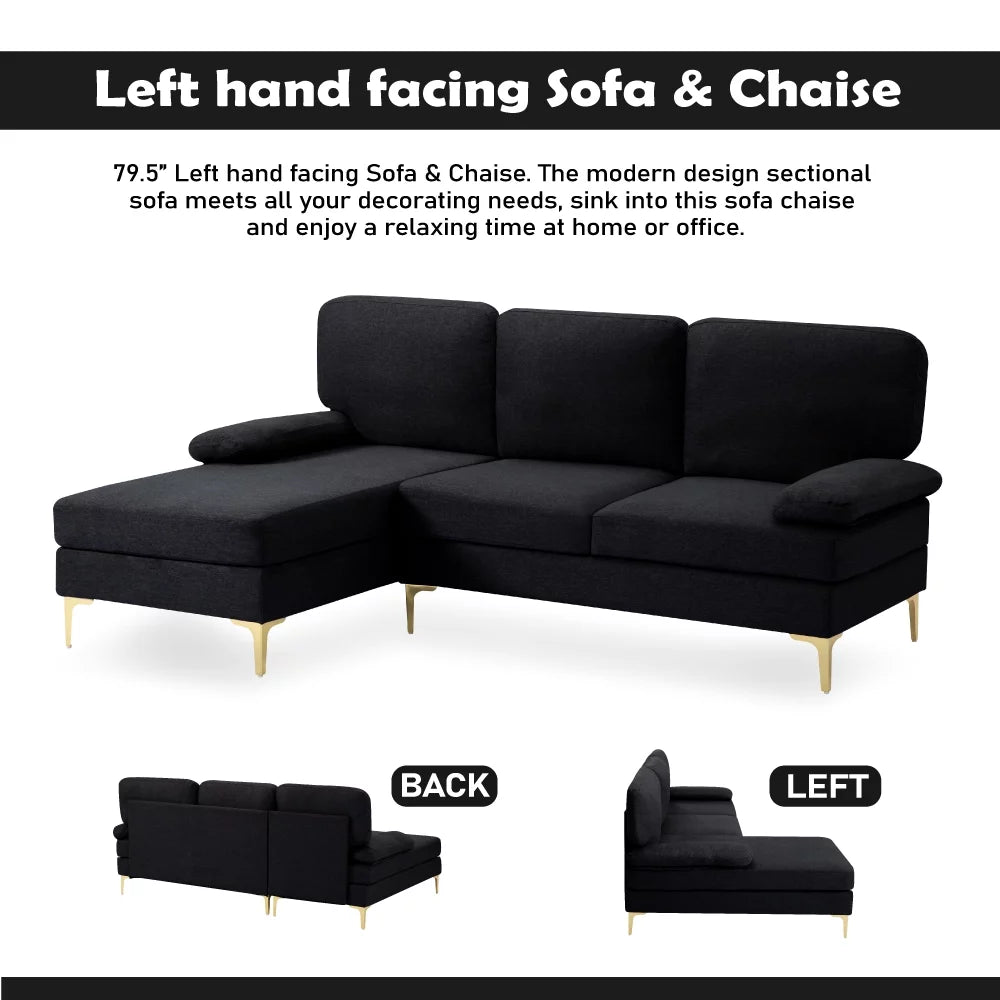 79.5 inch Left Hand Facing Sectional Sofa O9500