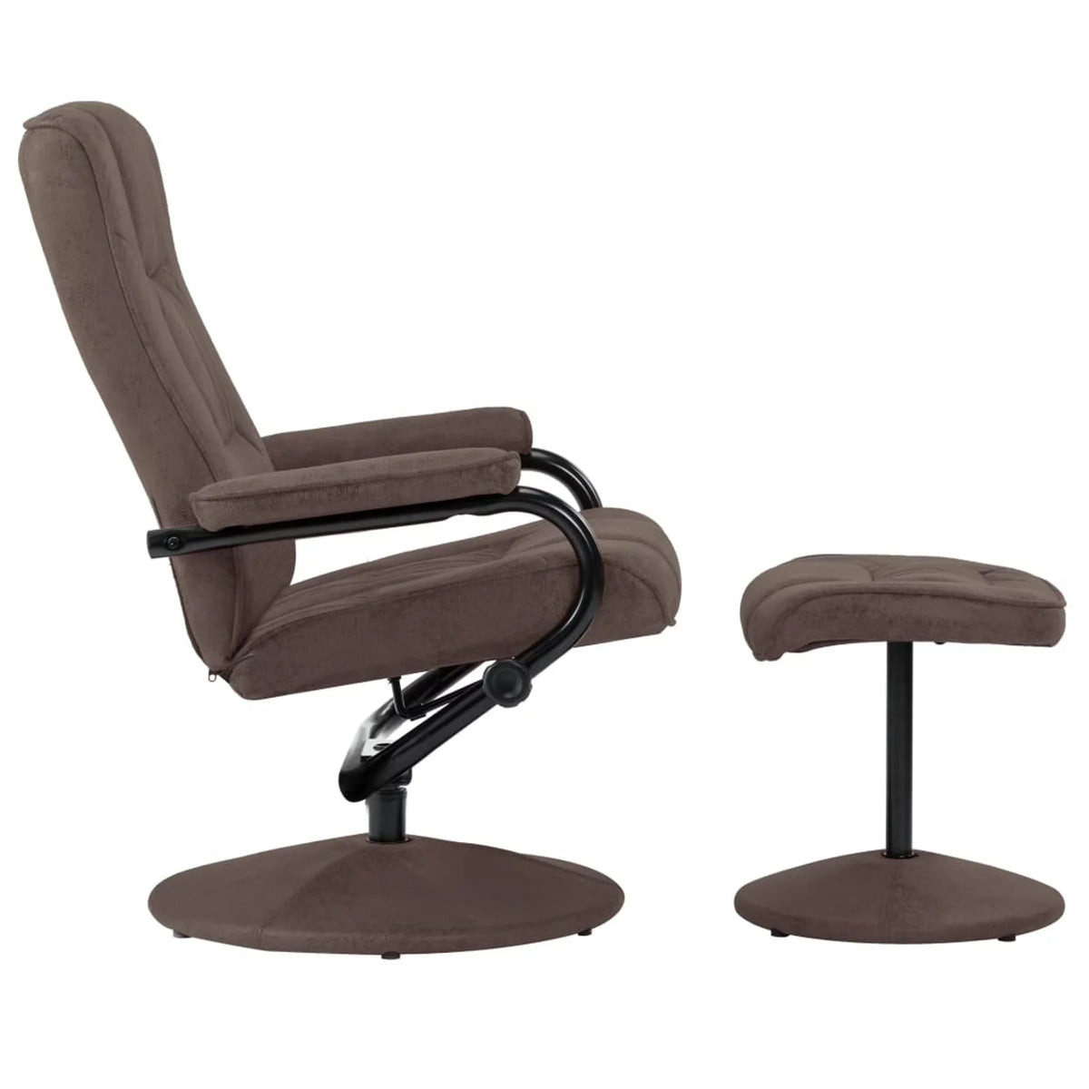 Brown Faux Suede Leather Swivel Recliner with Ottoman J343283