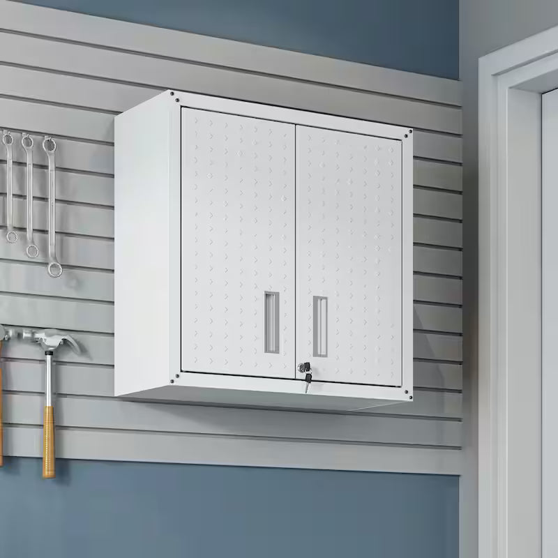 30 in. 2-Shelf Wall Mount Metal Garage Cabinet in White R556