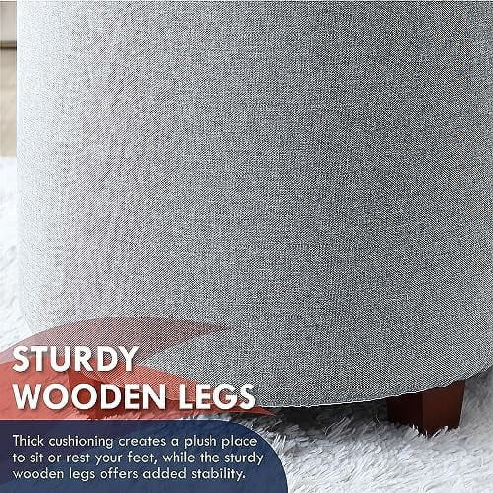 Round Velvet Ottoman with Lift Off Lid and Tray Lid E86659