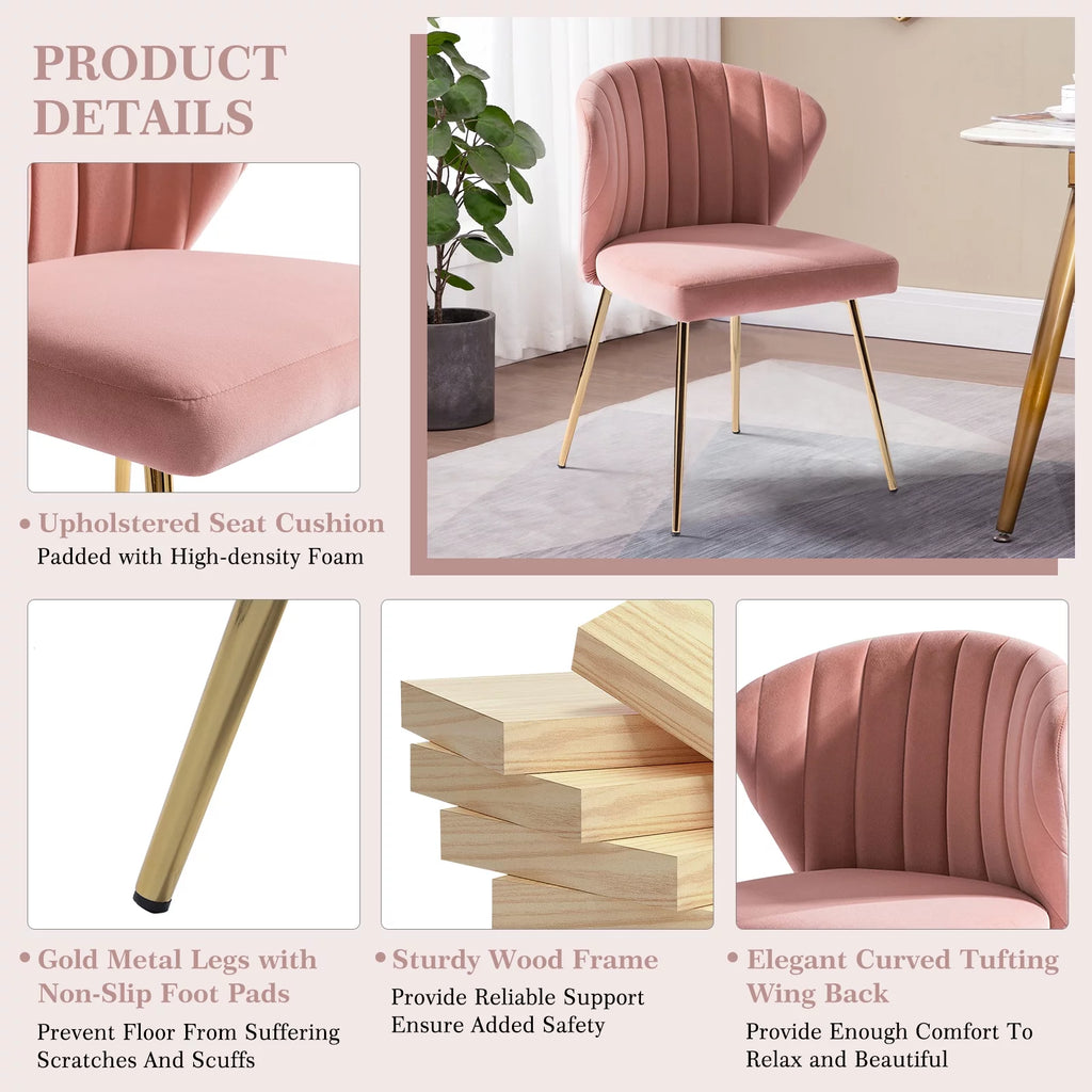 Pink Velvet Upholstered Accent Side Chair S7015