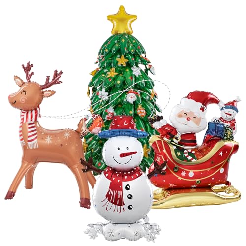 Christmas Party Decorations with Santa Claus, Snowman, & Christmas Tree Balloons V8595