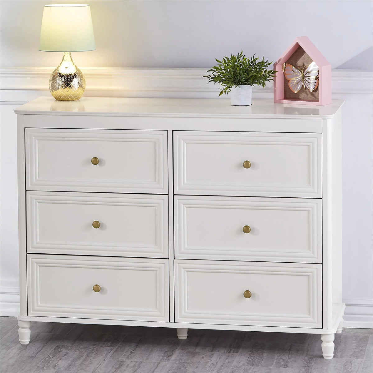 6 Drawer Ivory White Dresser H412266