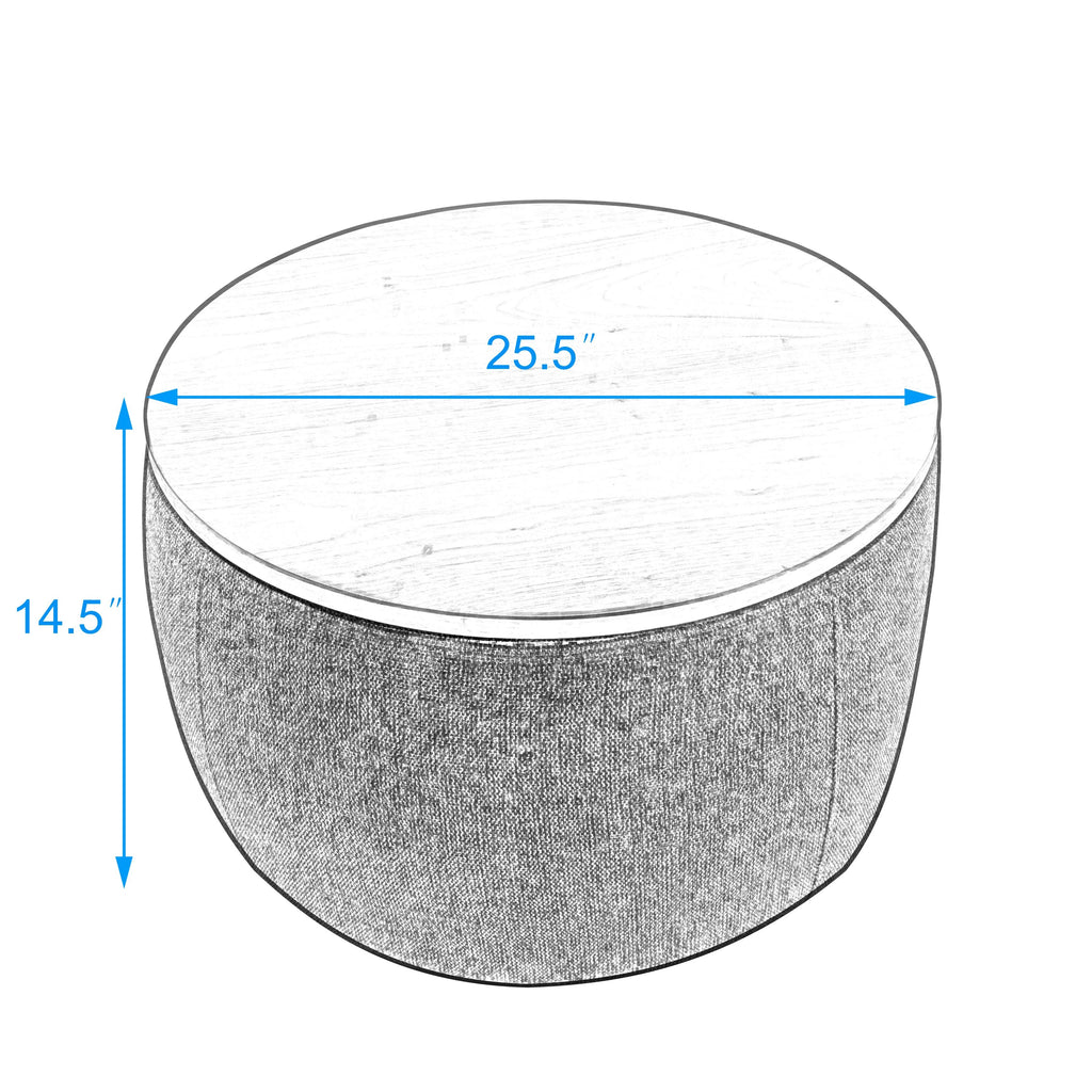 Dark Gray Round Storage Ottoman R6126