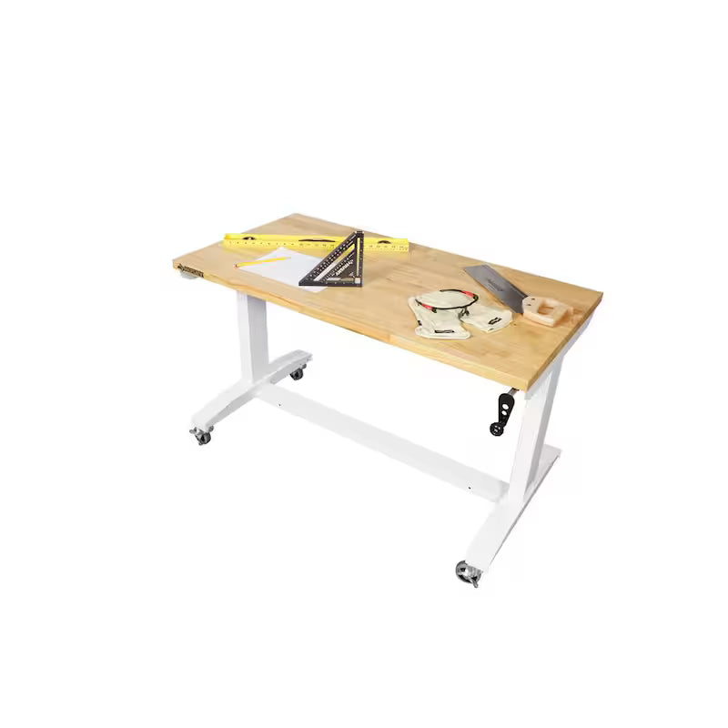 Adjustable Height Work Table in White C384
