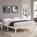 King Solid Wood Platform Bed Frame with Wooden Slats V89332