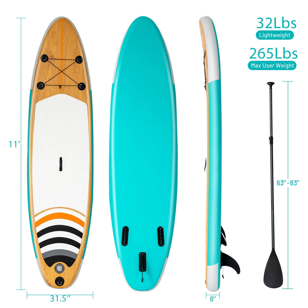 11' Inflatable Stand Up Paddle Board with Bag Paddle Pump U8610