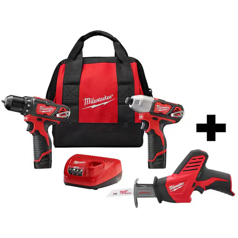 12V Lithium-Ion Cordless Drill Driver/Impact Driver Combo Kit with Reciprocating Saw X542