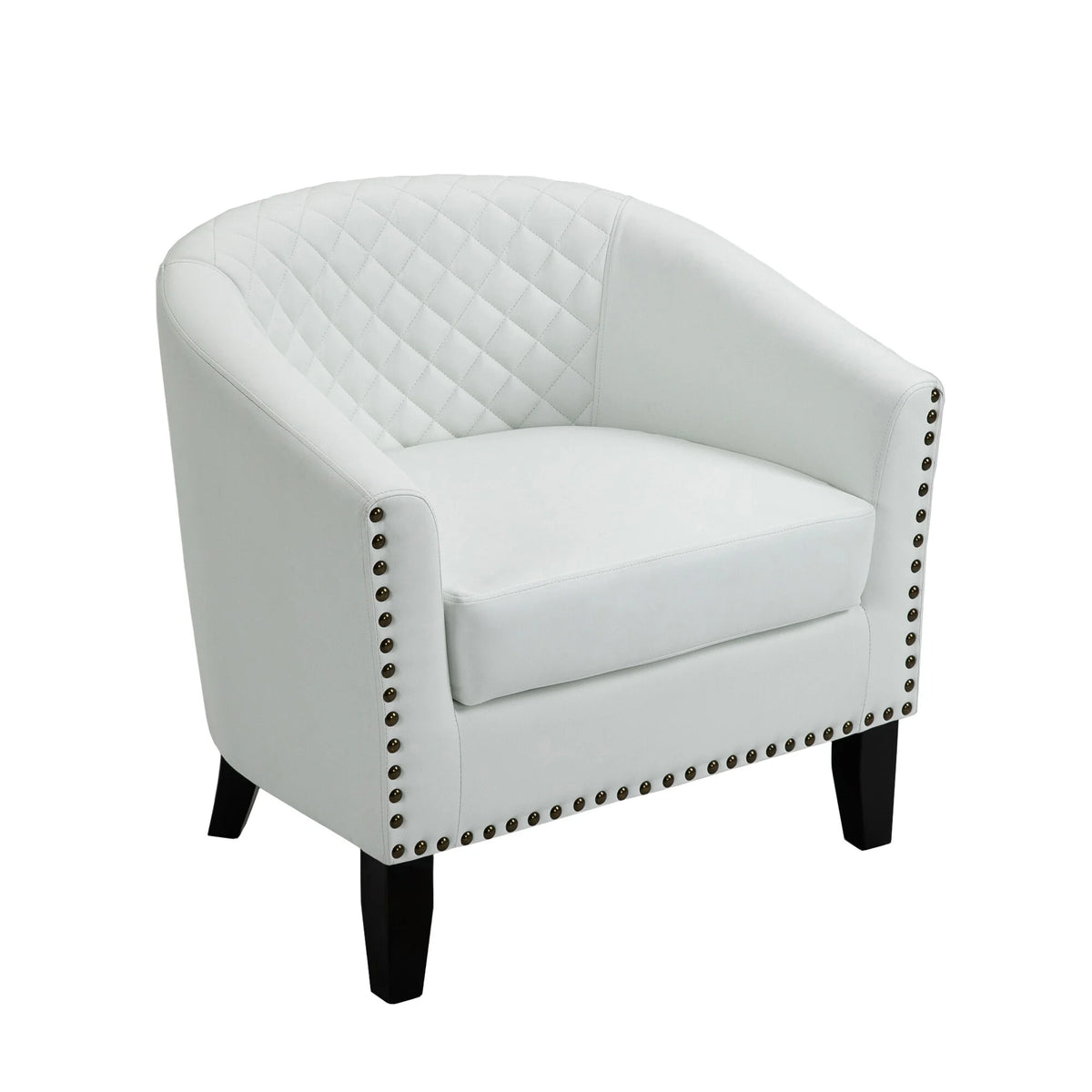 Faux Leather Accent Barrel Chair Set of 2 White Q3167