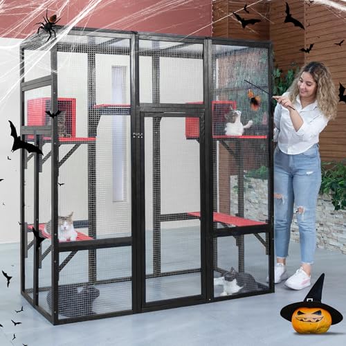 71Inches Large Wood Catio with Perches and Condos C4738