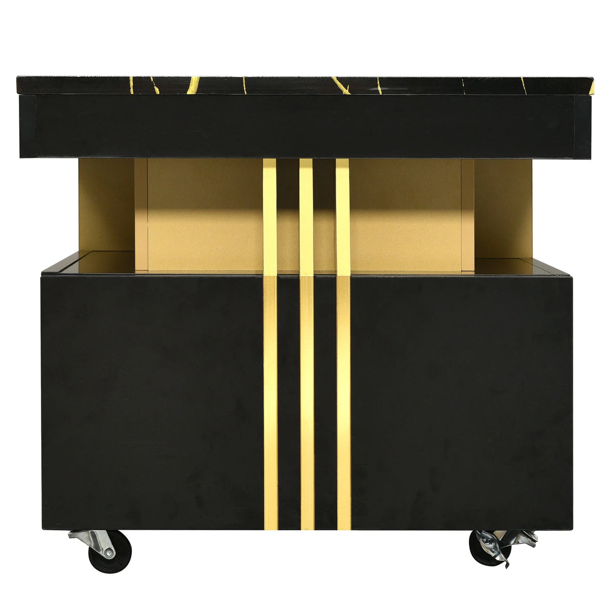 Black Faux Marble Coffee Table with Caster Wheels D9589