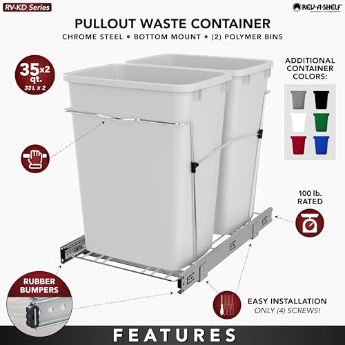 Double Pullout Trash Can 35 Qt Black G23942
