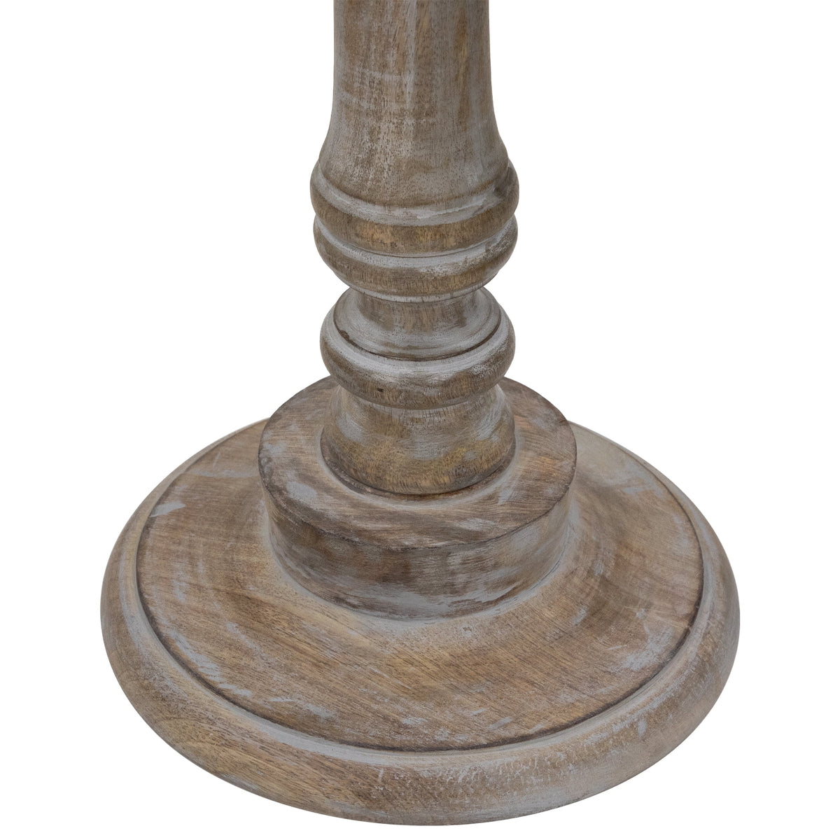 21" Antique Gray Carved Floral Round Pedestal Side Table T920993