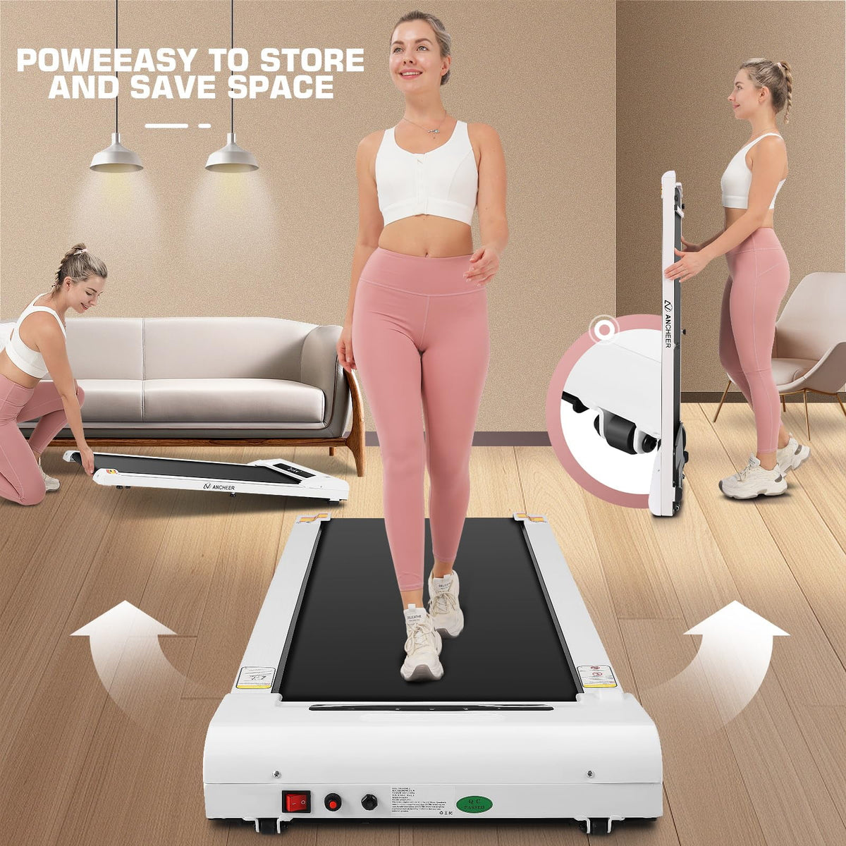 2.5HP Under Desk Treadmill with Remote Control E349