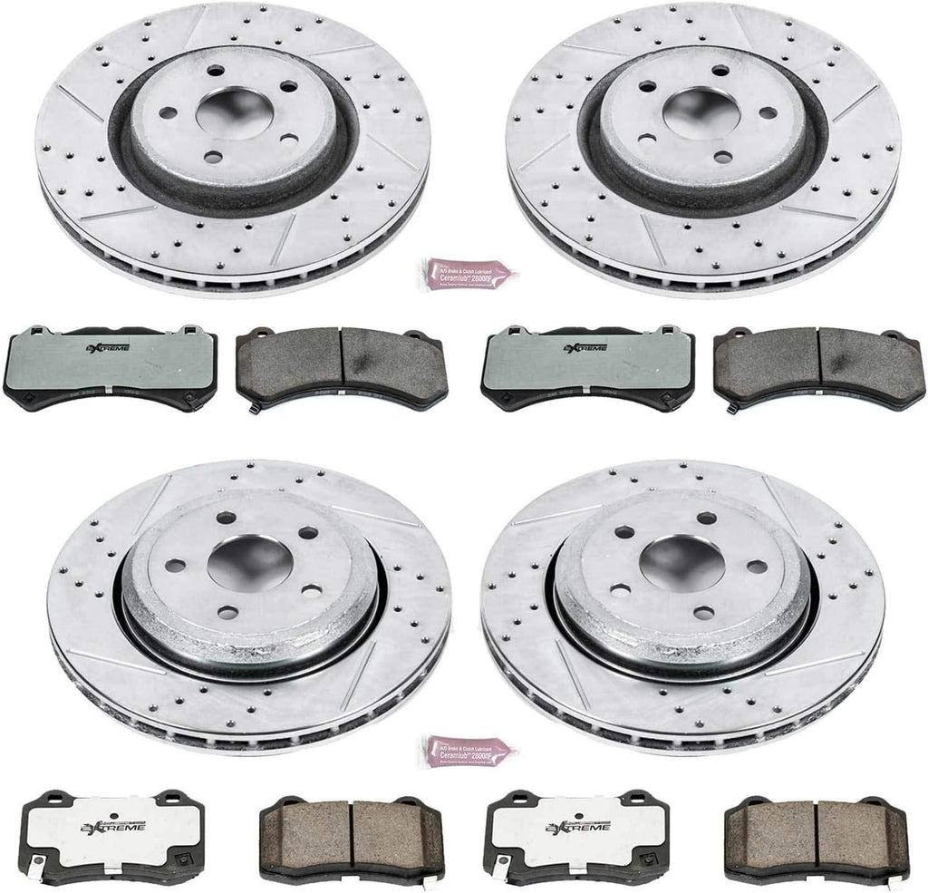 Carbon Fiber Brake Pads with Drilled & Slotted Brake Rotors Kit Q8684