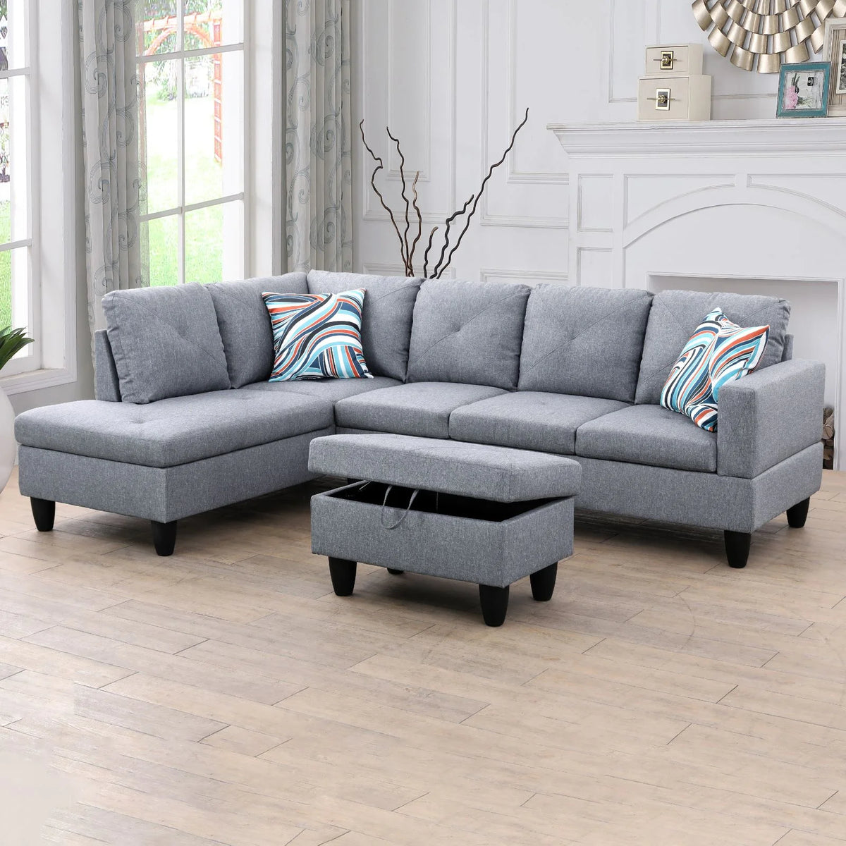 Linen L-Shape Sectional Sofa H930