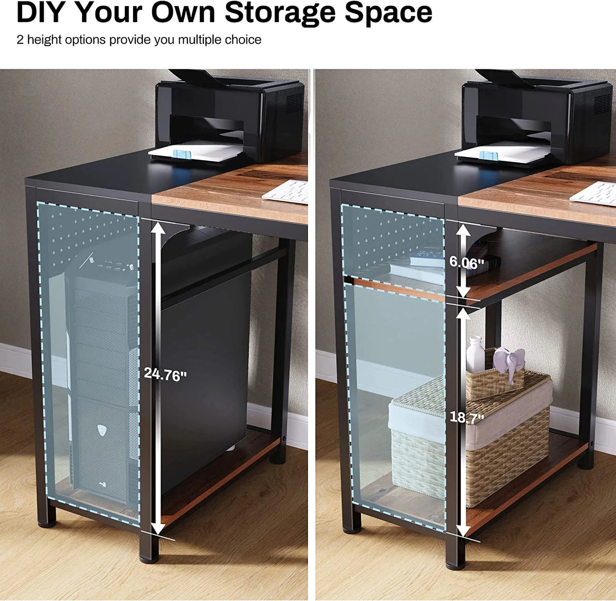 Reversible L Shaped Corner Computer Desk with Shelves L512677