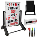Swinging Changeable Message Sidewalk Sign with Letters and Storage Box V3039