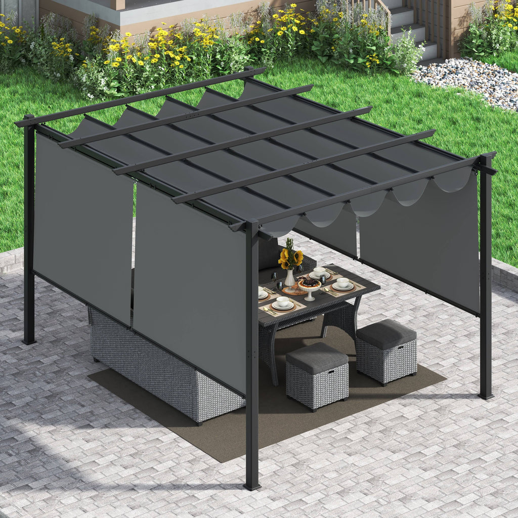 10x13 ft Aluminum Retractable Patio Canopy Pergola F825