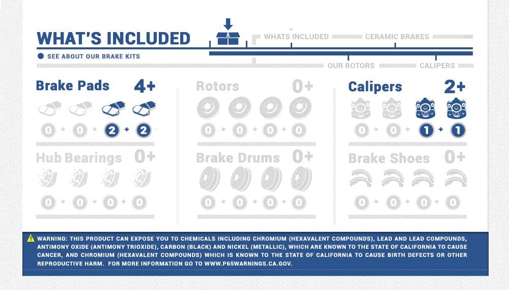 Rear Caliper Pair with Ceramic Brake Pads and Hardware Kit C94638