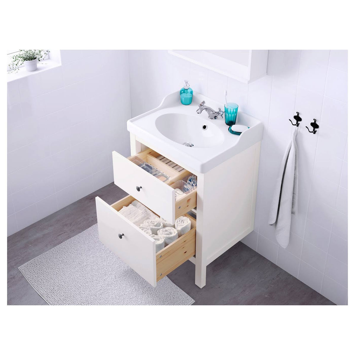 White Sink Cabinet with 2 Drawers H6150