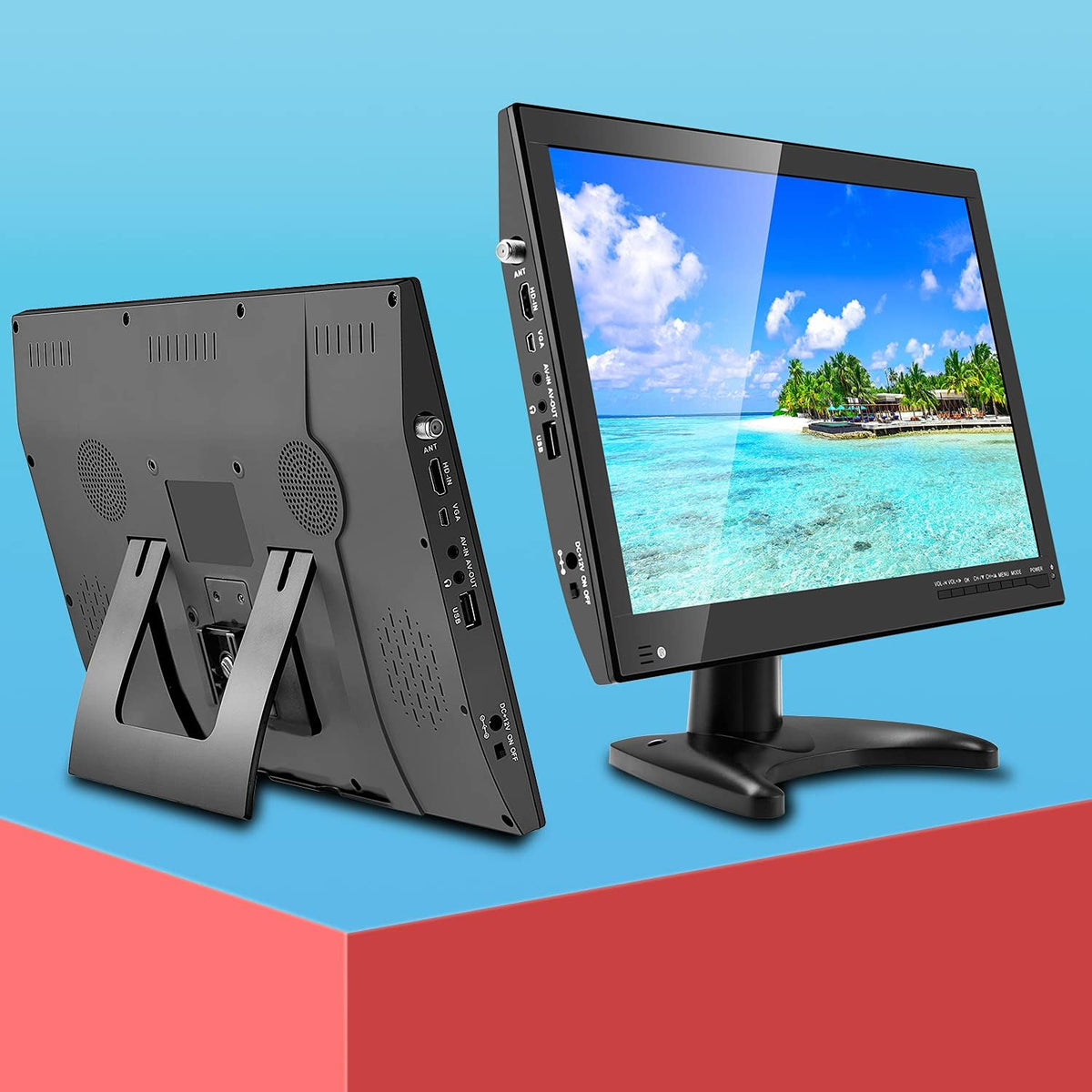 14 inch Portable TV with Antenna, Dual Tuner, Rechargeable Battery O874870
